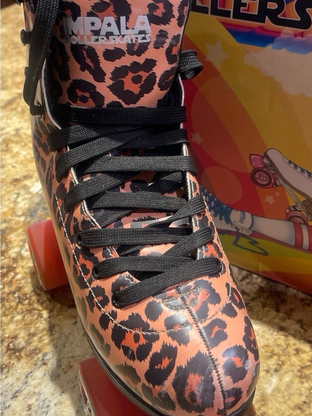 Impala Leopard Print Roller Skates in Orange/Black - Women - Picture 2 of 8